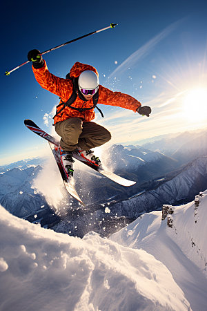 冬季滑雪双板滑雪户外矢量素材