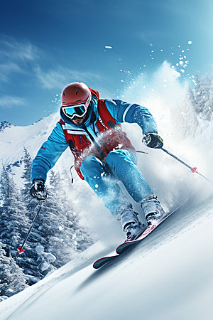 冬季滑雪极限运动双板滑雪矢量素材