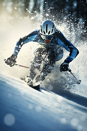 冬季滑雪人物摄影双板滑雪矢量素材