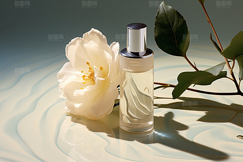 化妆品柔肤水水润摄影图