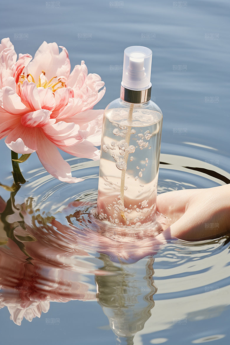 化妆品水润水波纹摄影图