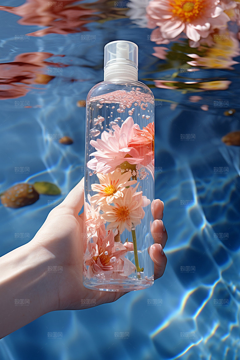 化妆品高清水波纹摄影图