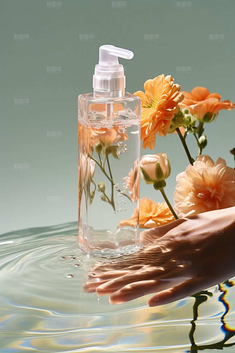 化妆品水波纹精致摄影图