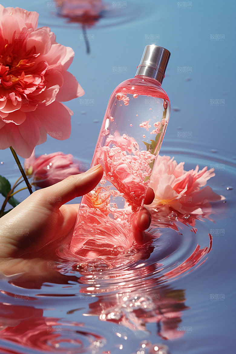 化妆品水波纹柔肤水摄影图