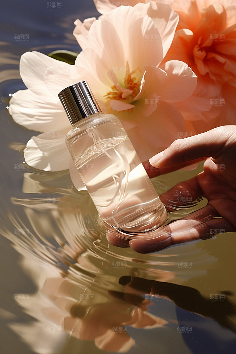 化妆品水波纹唯美摄影图