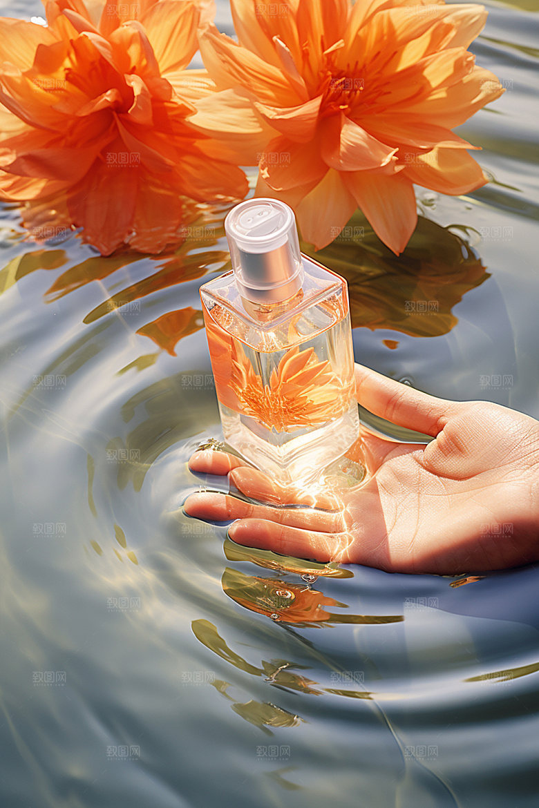 化妆品水润水波纹摄影图