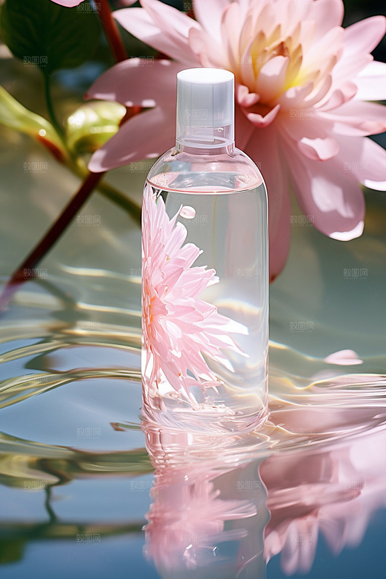 化妆品水润水波纹摄影图