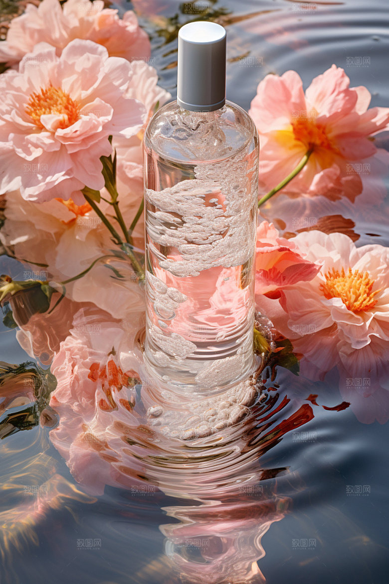 化妆品水波纹美妆摄影图