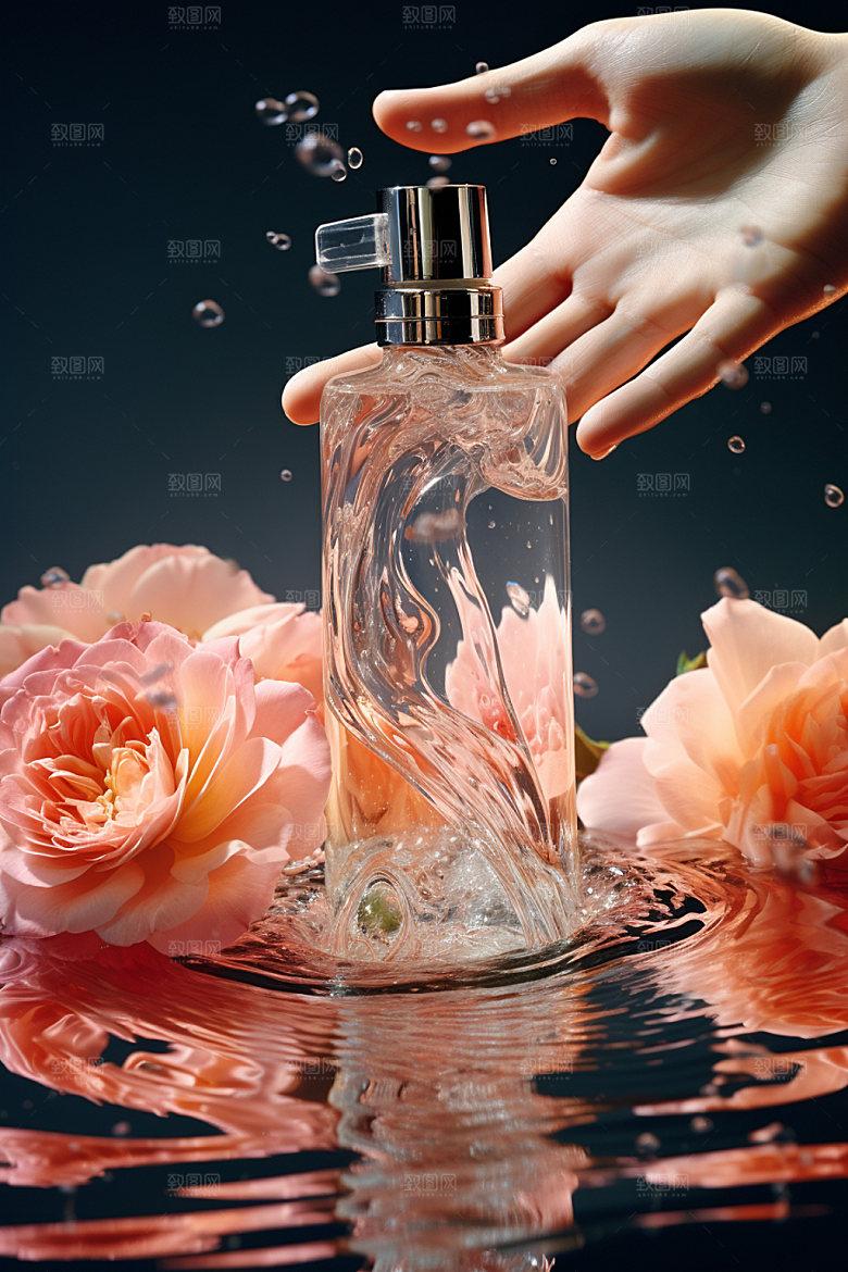 化妆品高清水波纹摄影图