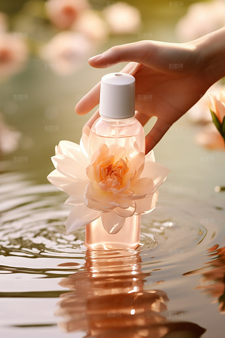 化妆品水波纹精致摄影图