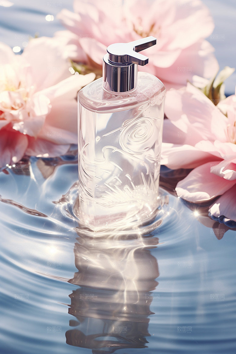 化妆品香水水波纹摄影图