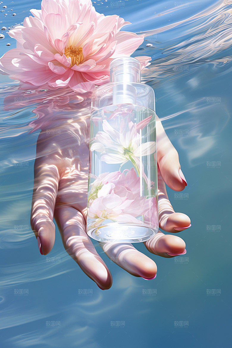 化妆品唯美水波纹摄影图