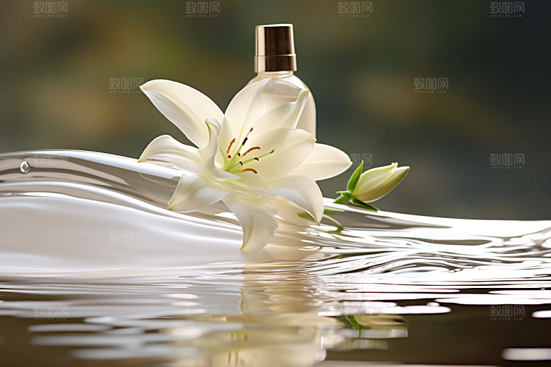 化妆品水波纹柔肤水摄影图
