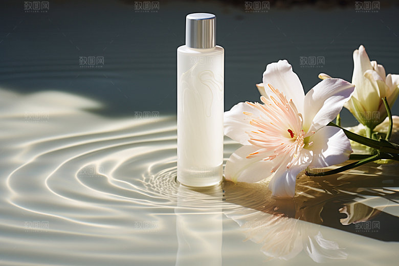 化妆品香水水波纹摄影图