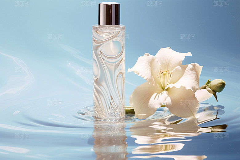 化妆品香水水波纹摄影图