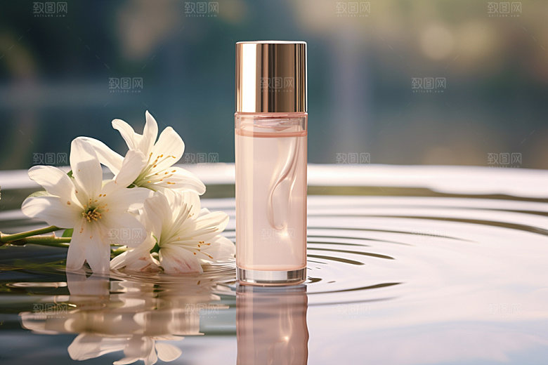 化妆品柔肤水水波纹摄影图