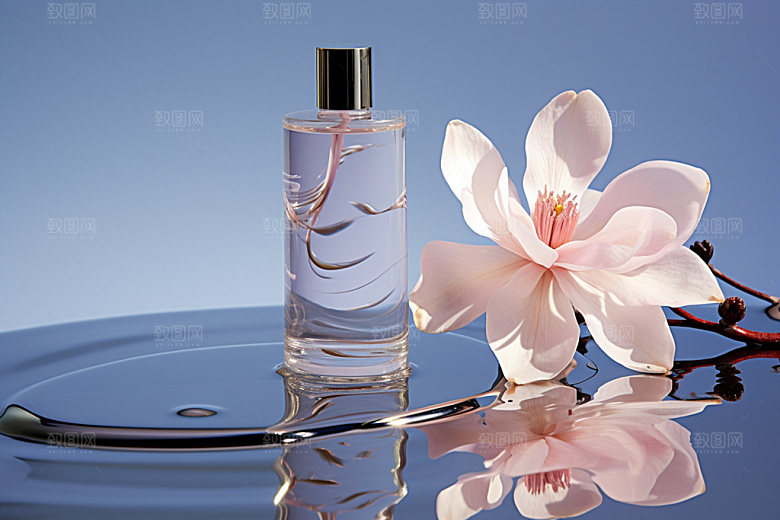 化妆品水波纹柔肤水摄影图