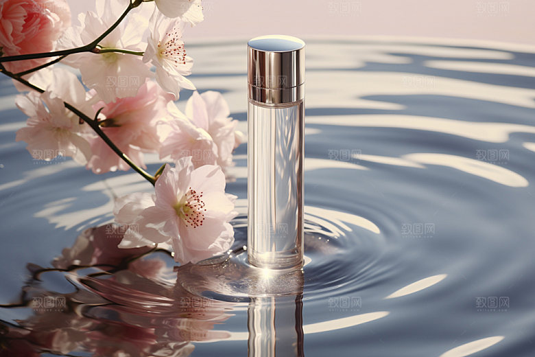 化妆品水波纹水润摄影图