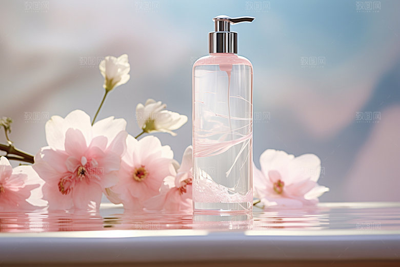 化妆品柔肤水水润摄影图