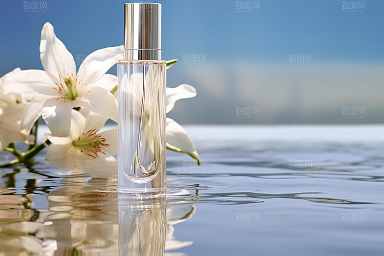 化妆品唯美水波纹摄影图