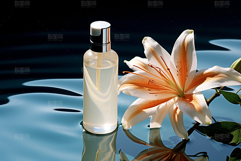 化妆品护肤品水波纹摄影图