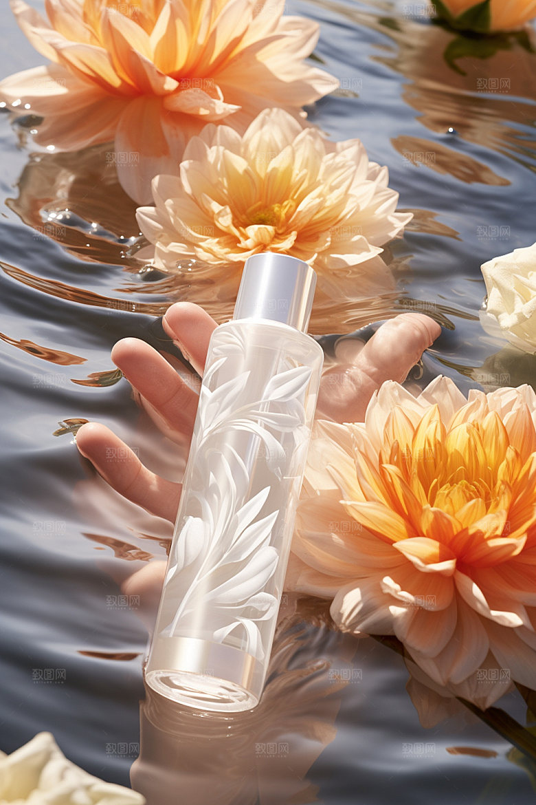 化妆品水波纹唯美摄影图
