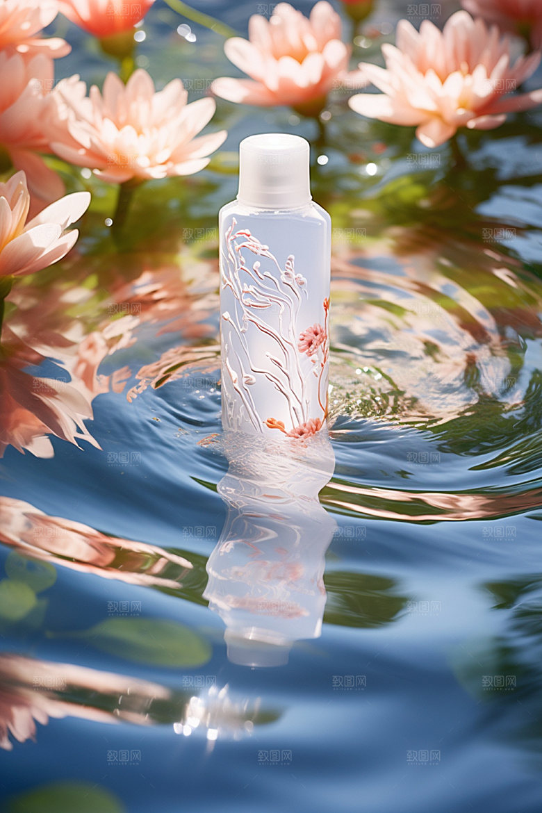 化妆品香水水波纹摄影图