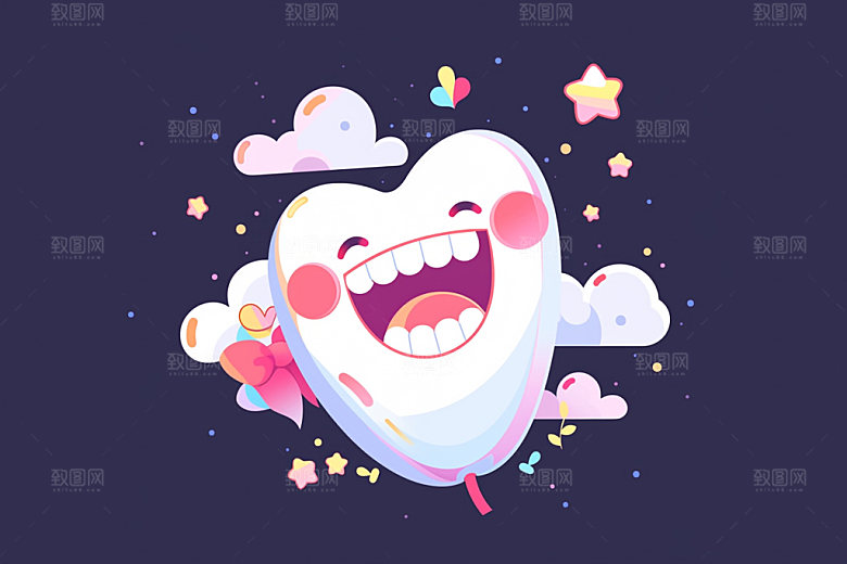 Q版牙齿医护保健插画