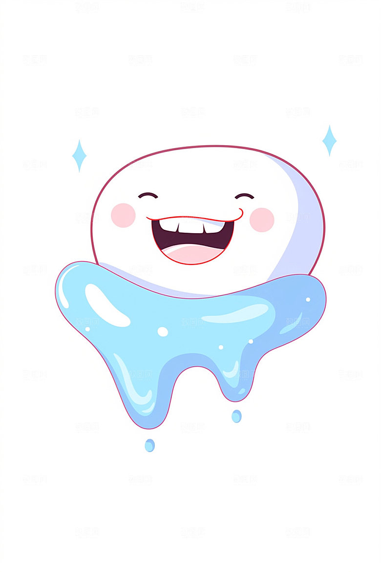 Q版牙齿元素卡通插画