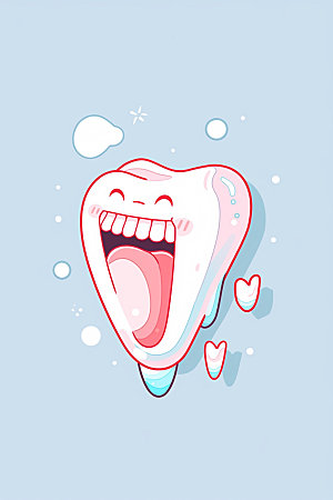 Q版牙齿医疗保健插画