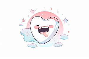 Q版牙齿口腔健康护齿插画