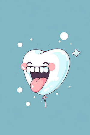 Q版牙齿元素口腔健康插画
