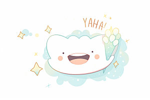 Q版牙齿口腔健康保健插画