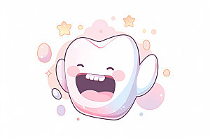 Q版牙齿元素医疗插画