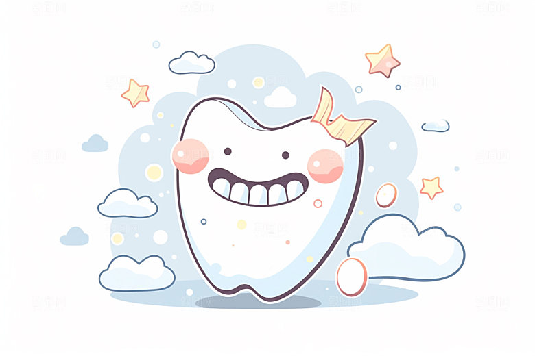 Q版牙齿保健元素插画
