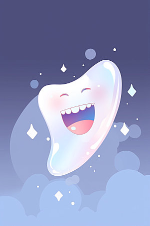 Q版牙齿口腔健康元素插画