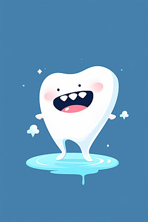 Q版牙齿医疗元素插画
