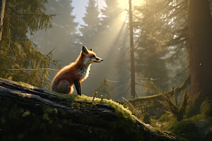 狐狸野生动物哺乳动物摄影图