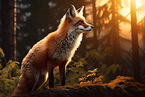 狐狸森林哺乳动物摄影图