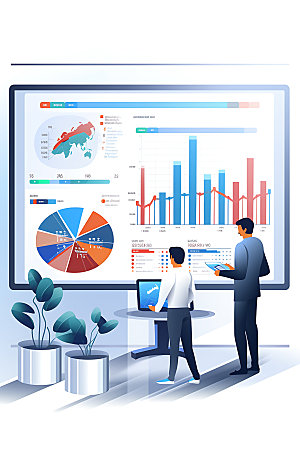 数据分析演说企业文化扁平风插画