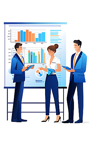 数据分析大数据展示扁平风插画