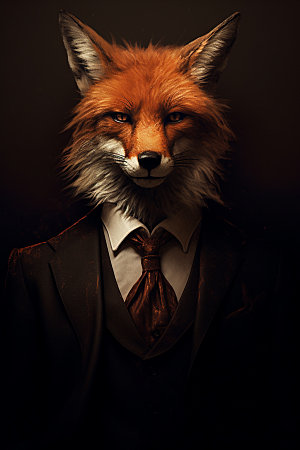 西装狐狸动物创意素材