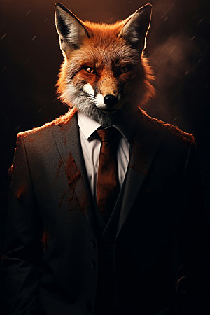 西装狐狸动物企业文化素材