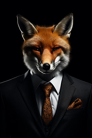 西装狐狸创意商人素材