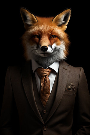 西装狐狸商人动物素材