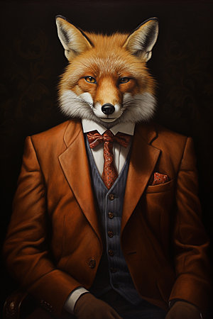 西装狐狸动物商业素材