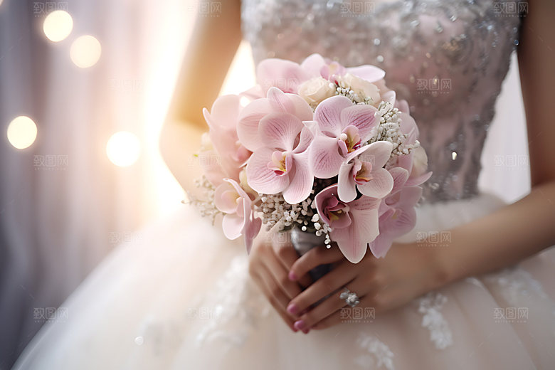 婚礼手捧花唯美甜美摄影图