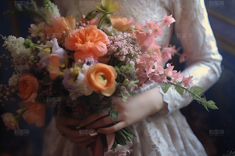 婚礼手捧花高清甜美摄影图