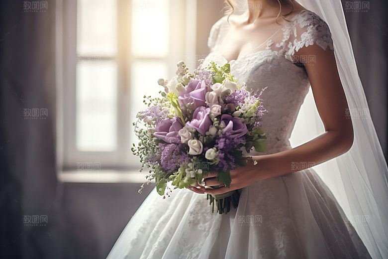 婚礼手捧花甜美唯美摄影图