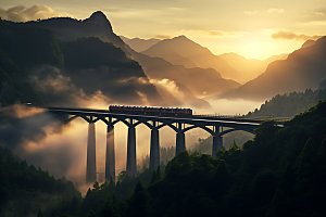 火车行驶列车高铁摄影图